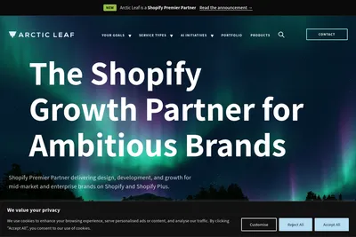 Screenshot of the Arctic Leaf Inc. homepage