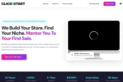 Screenshot of the Click Start Digital homepage
