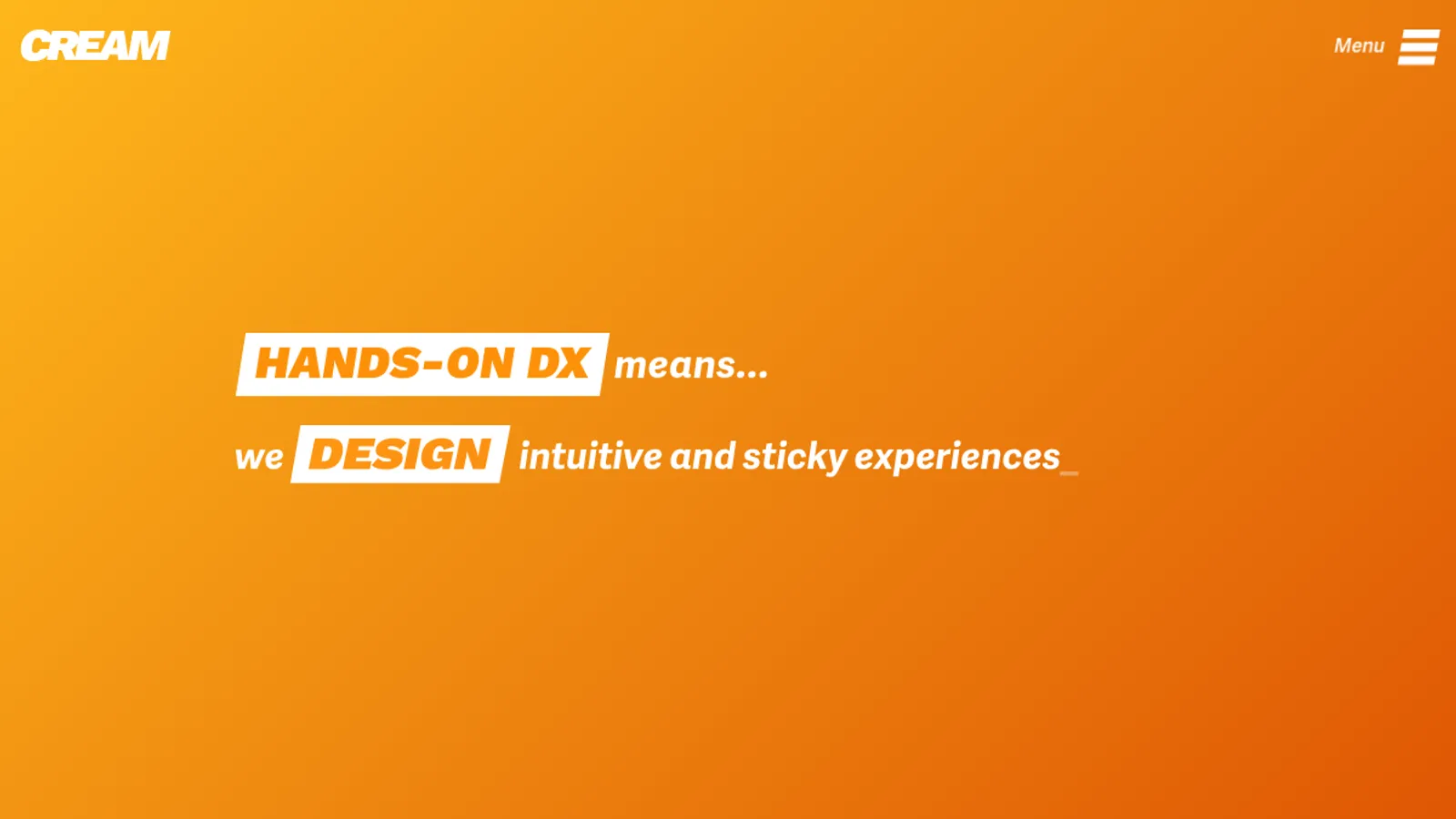 Screenshot of the Cream homepage