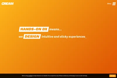 Screenshot of the Cream homepage