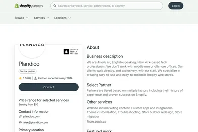 Screenshot of the Plandico homepage