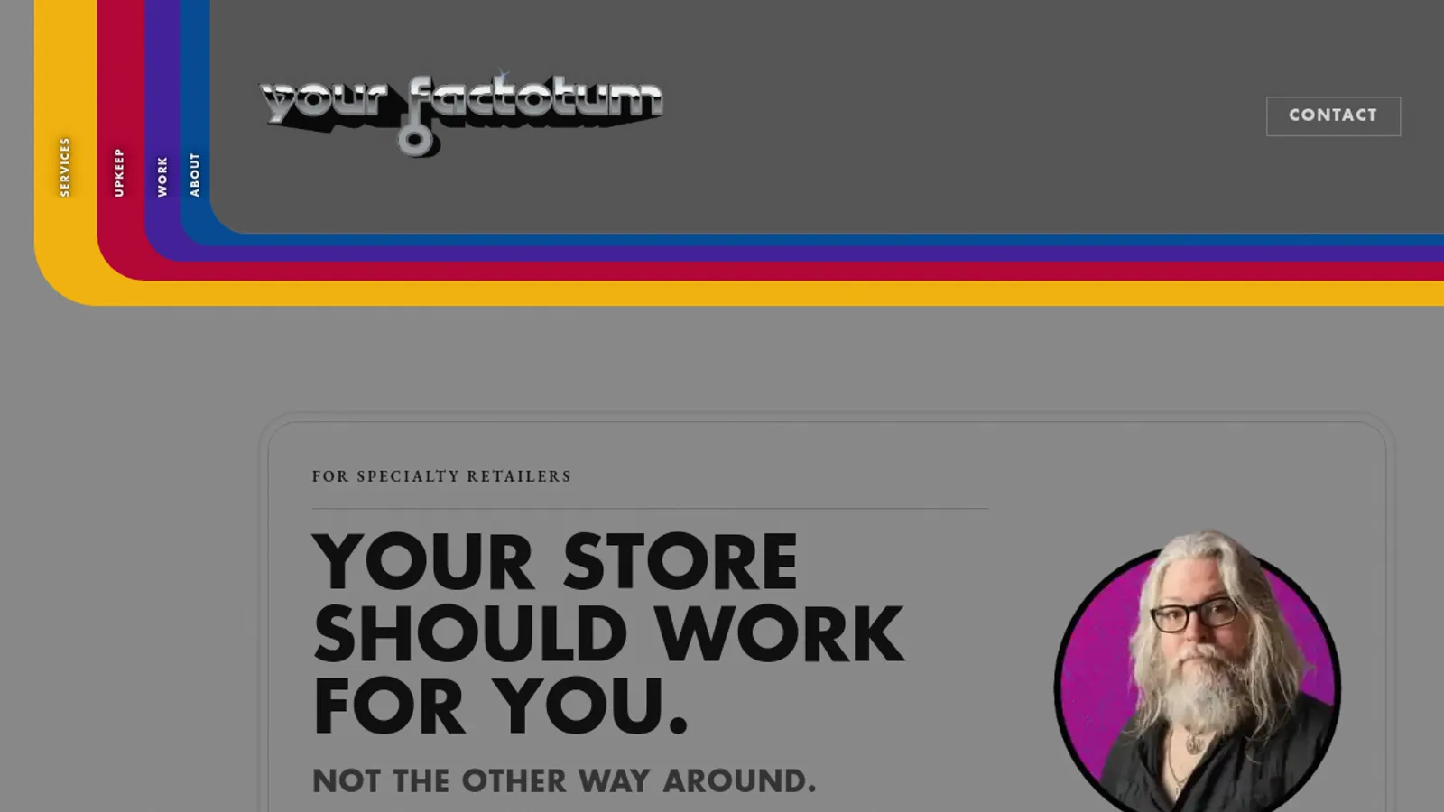 Screenshot of the Your Factotum homepage