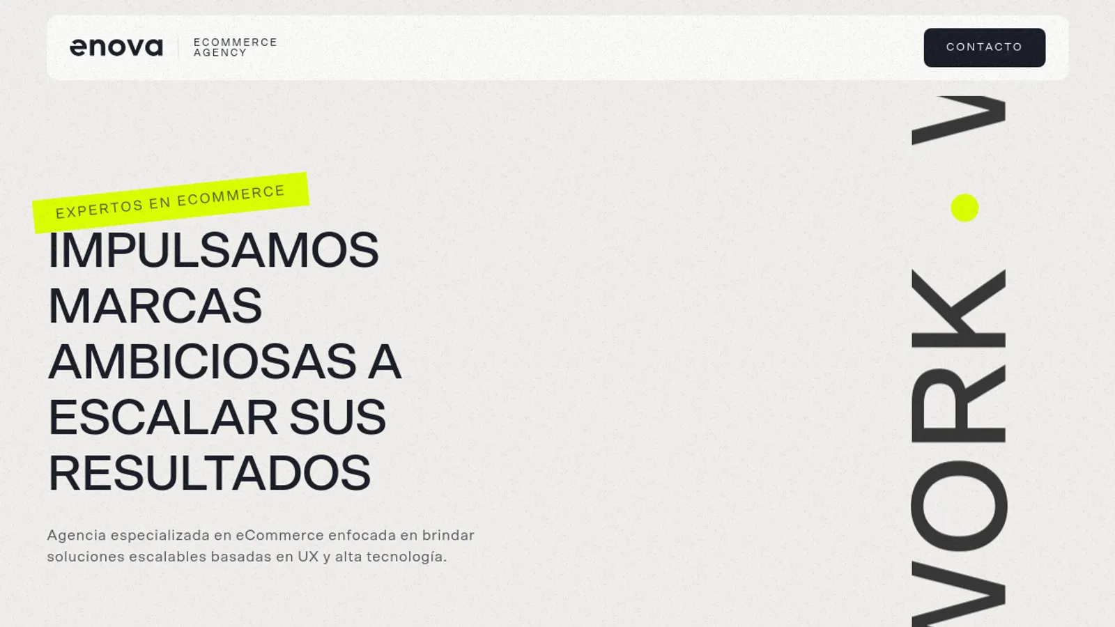 Screenshot of the Enova Agency homepage