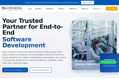 Screenshot of the Vidhema Technologies homepage