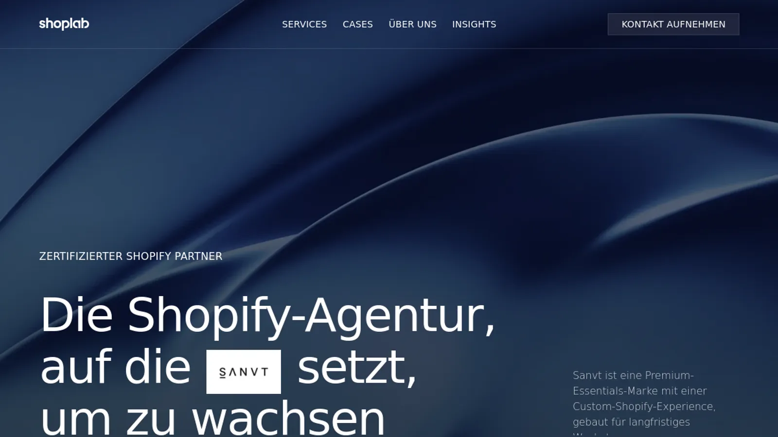 Screenshot of the shoplab homepage