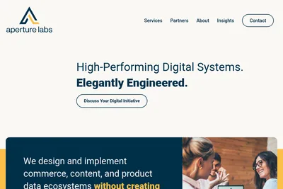 Screenshot of the Aperture Labs homepage