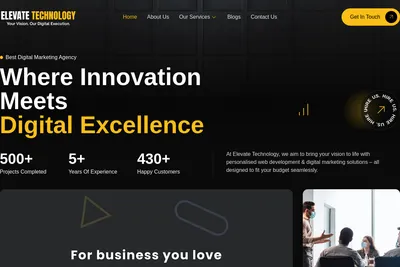 Screenshot of the Elevate Technology homepage