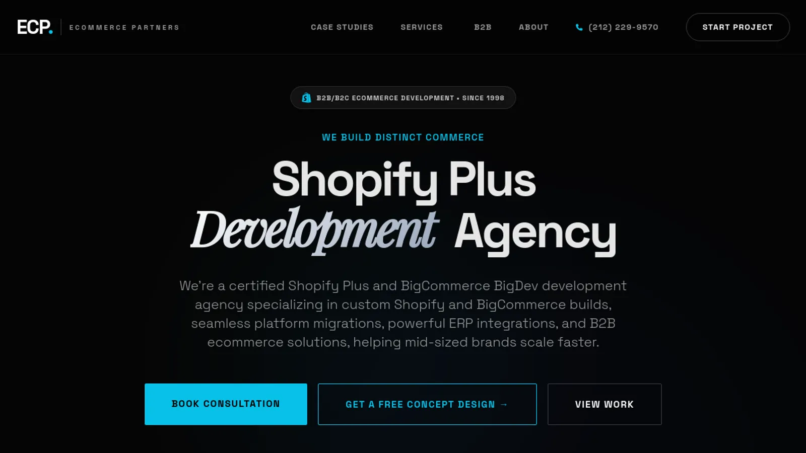 Screenshot of the Ecommerce Partners homepage