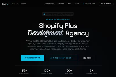 Screenshot of the Ecommerce Partners homepage
