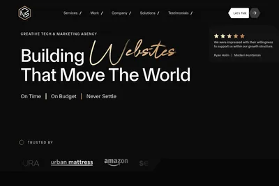 Screenshot of the Never Settle homepage