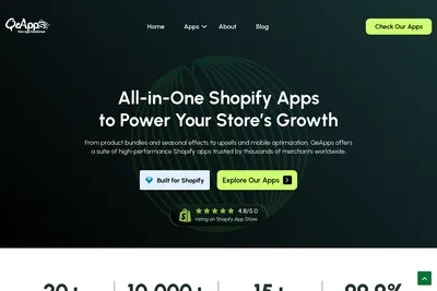 Screenshot of the QeApps homepage