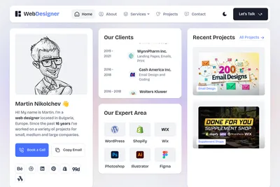Screenshot of the Web Designer homepage