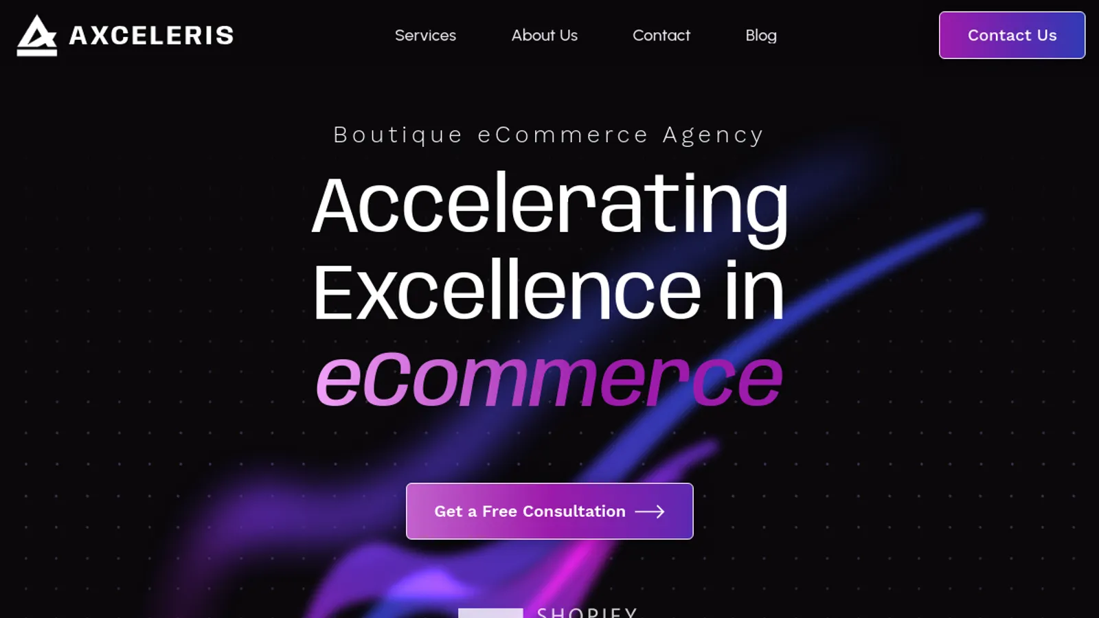 Screenshot of the Axceleris homepage