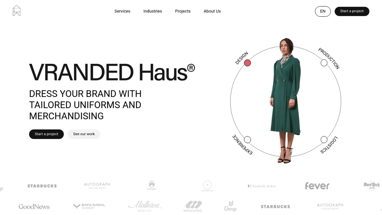 Screenshot of the VRANDED Haus homepage