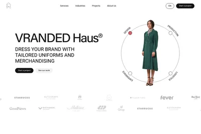 Screenshot of the VRANDED Haus homepage
