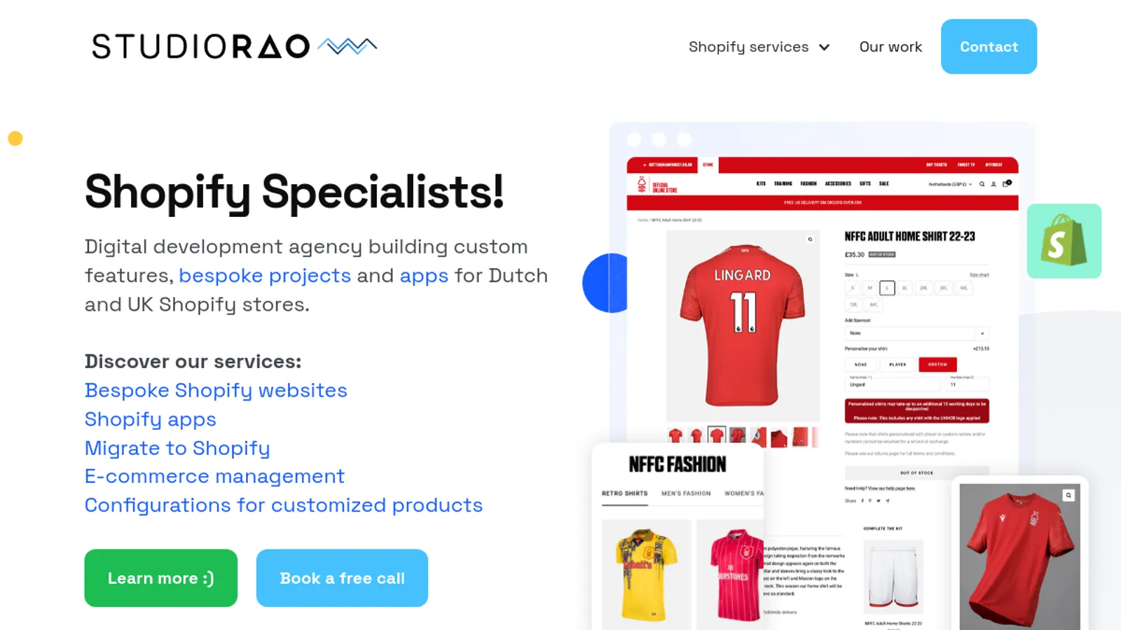 Screenshot of the Studio RAO homepage