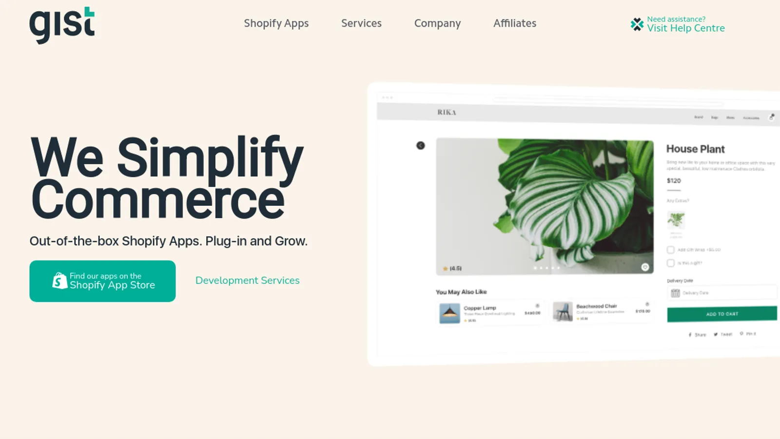 Screenshot of the Gist homepage