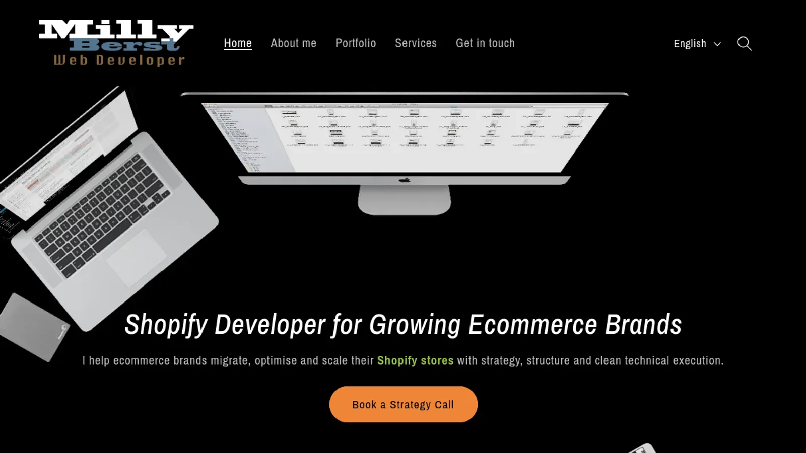 Screenshot of the Milly Berst Web developer homepage
