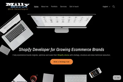 Screenshot of the Milly Berst Web developer homepage