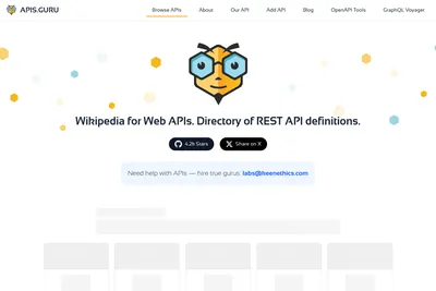 Screenshot of the APIs.guru homepage