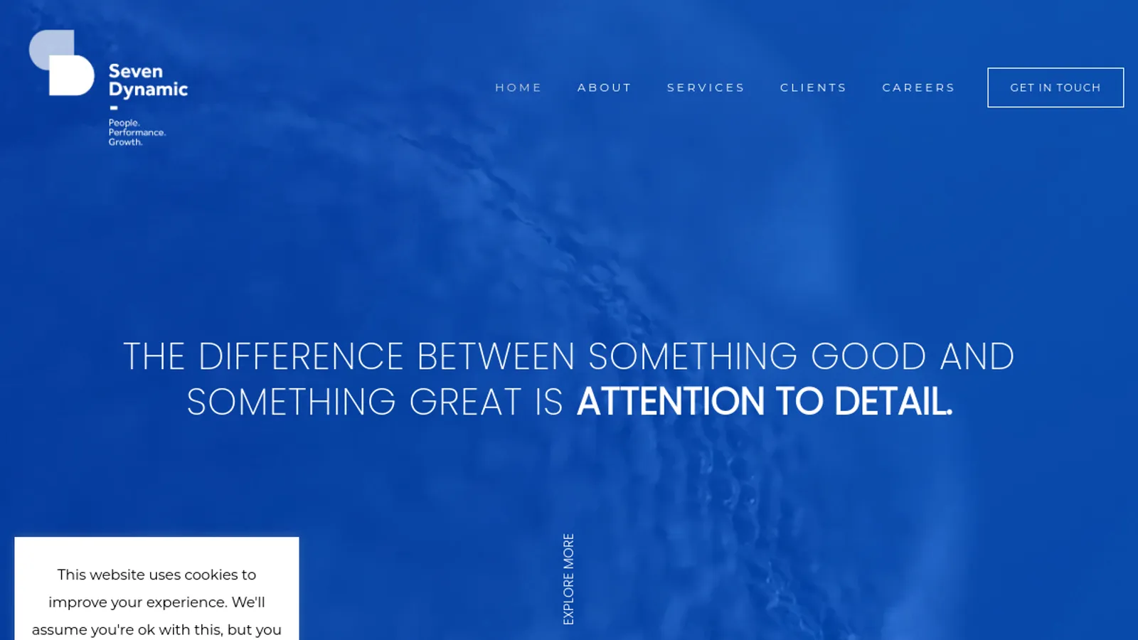 Screenshot of the Seven Dynamic homepage