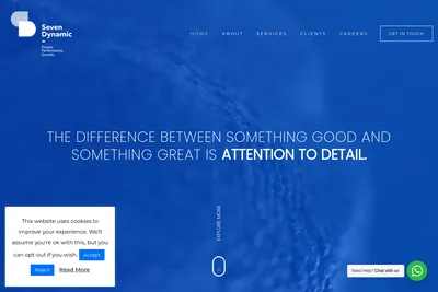 Screenshot of the Seven Dynamic homepage