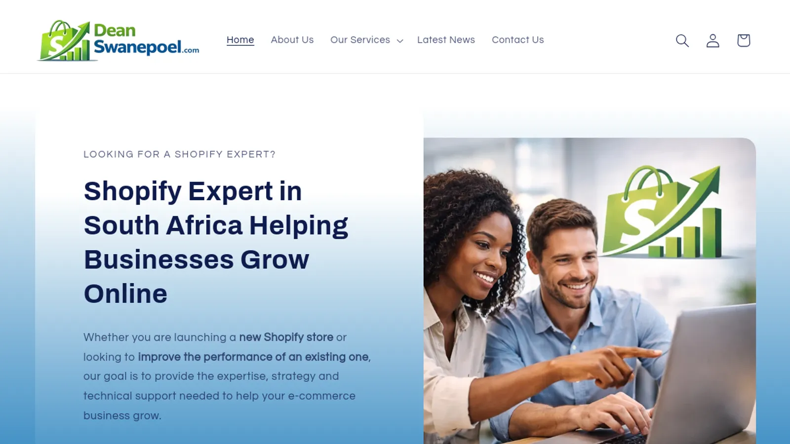 Screenshot of the DeanSwanepoel.com homepage