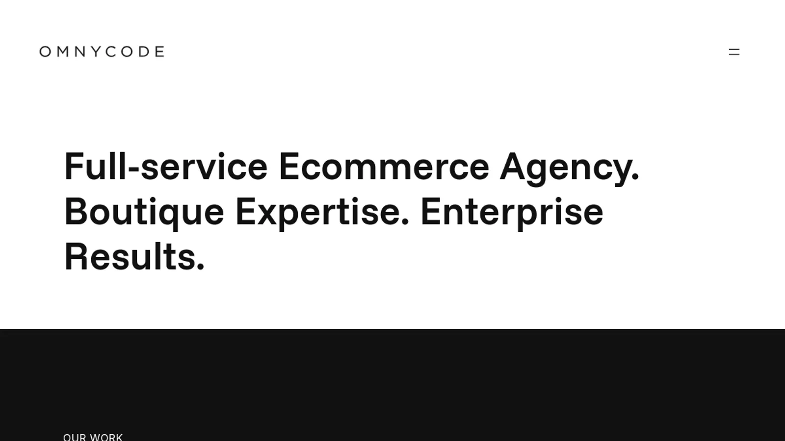 Screenshot of the Omnycode homepage