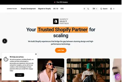 Screenshot of the Dominatecom homepage