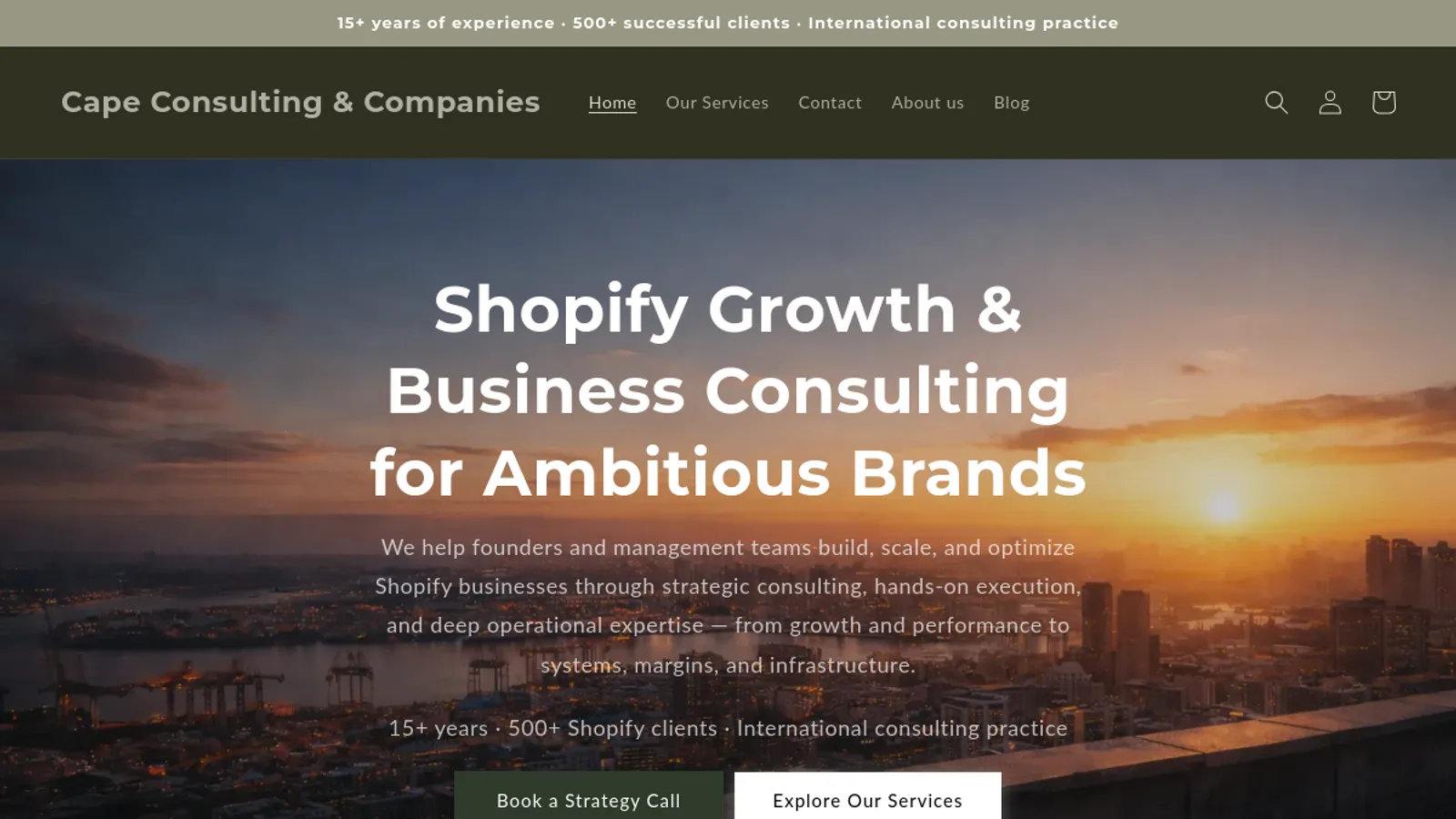 Screenshot of the CAPE Consulting & Companies LLC homepage