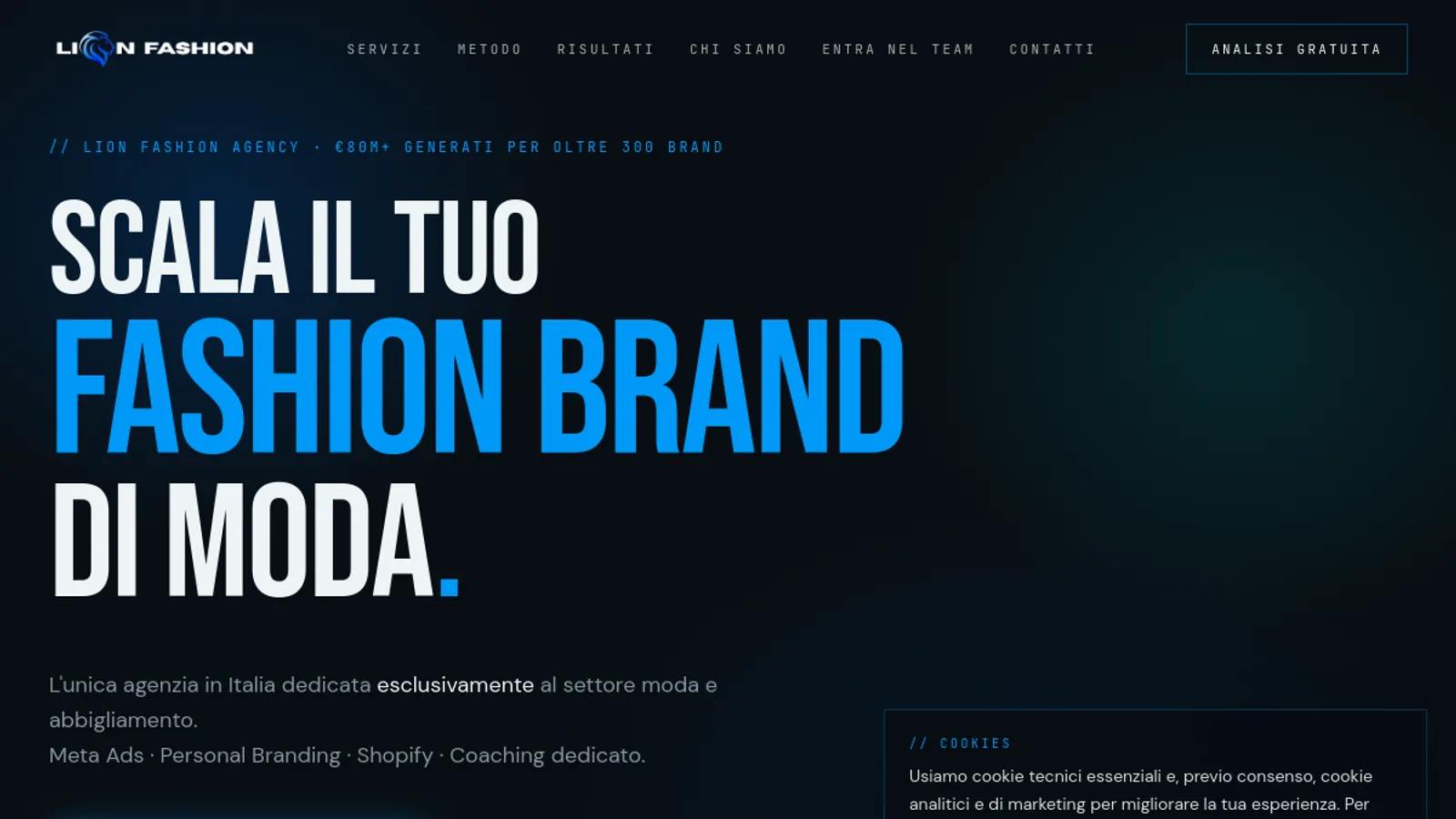 Screenshot of the Lion Fashion Agency homepage