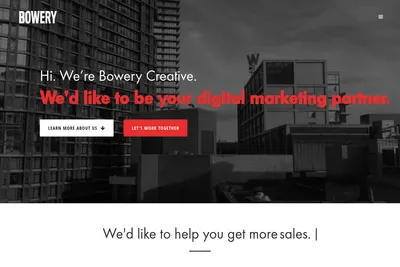 Screenshot of the Bowery Creative homepage