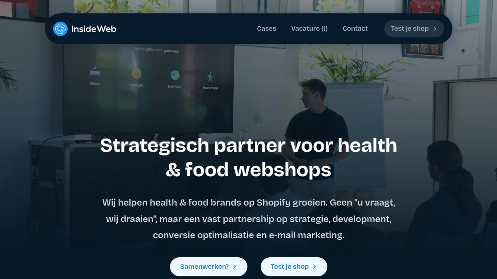 Screenshot of the InsideWeb homepage