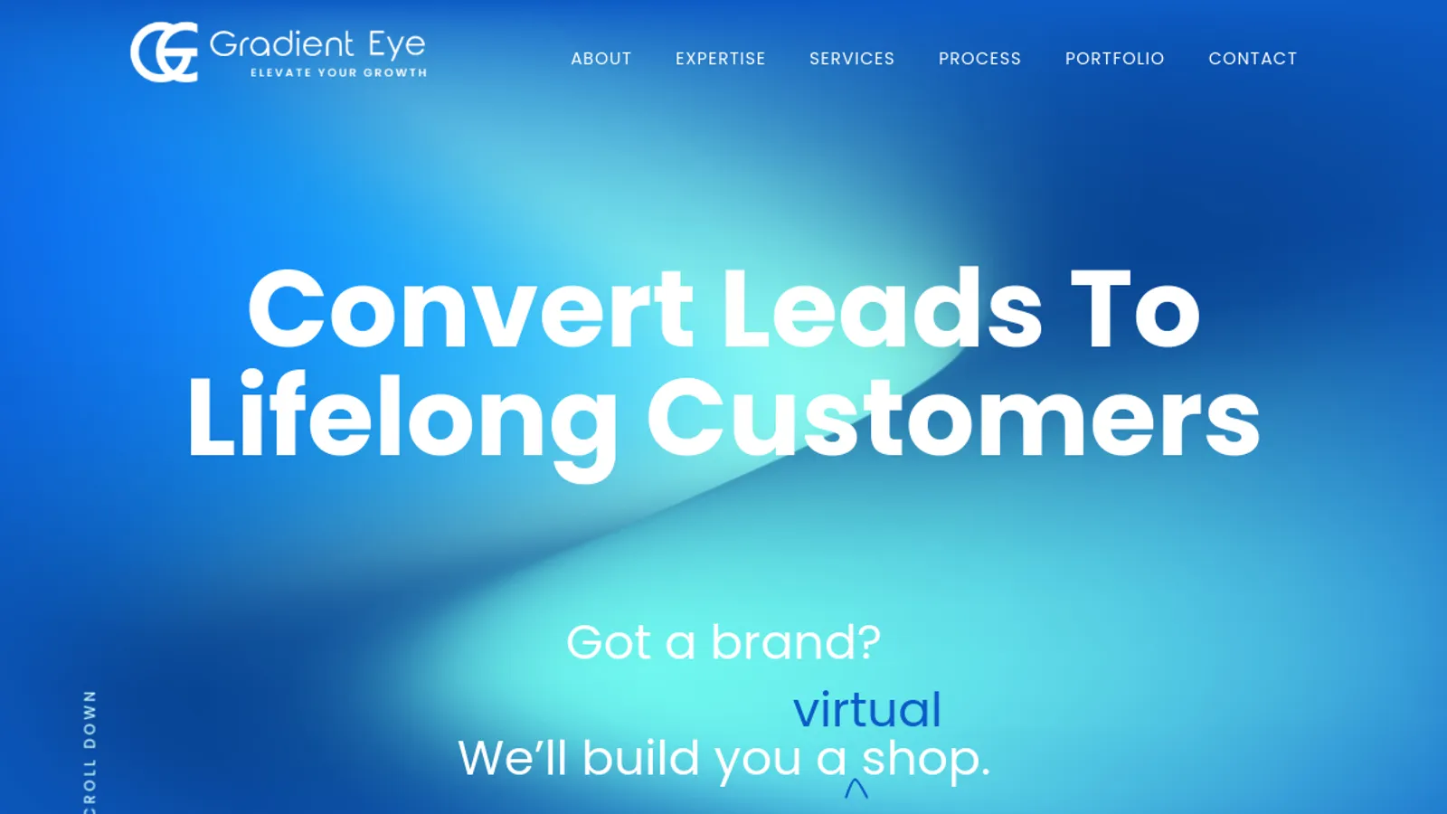 Screenshot of the Gradient Eye Technologies homepage