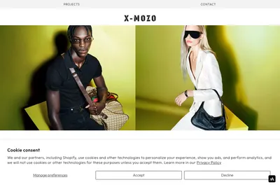 Screenshot of the x-mozo homepage