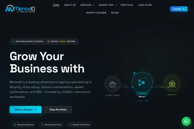 Screenshot of the MeroxIO IT Solutions homepage