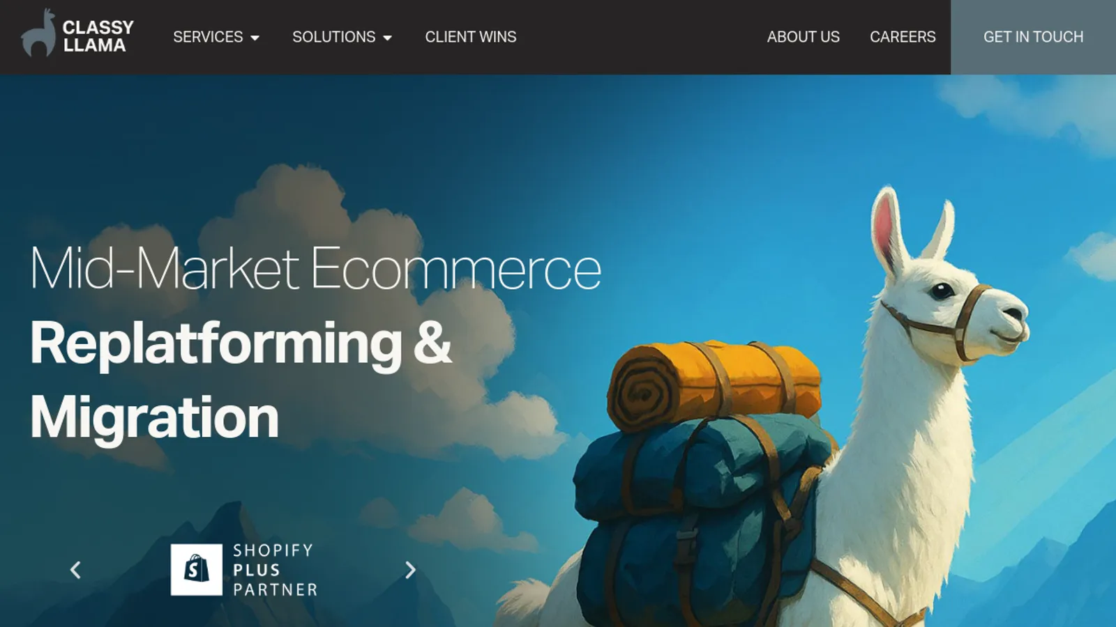 Screenshot of the Classy Llama homepage