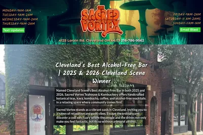 The Sacred Vortex Teahouse and Kombuchery website homepage