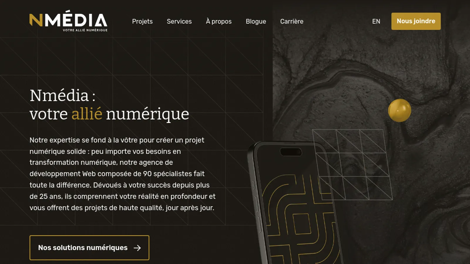 Screenshot of the Nmédia/Projet1047 homepage