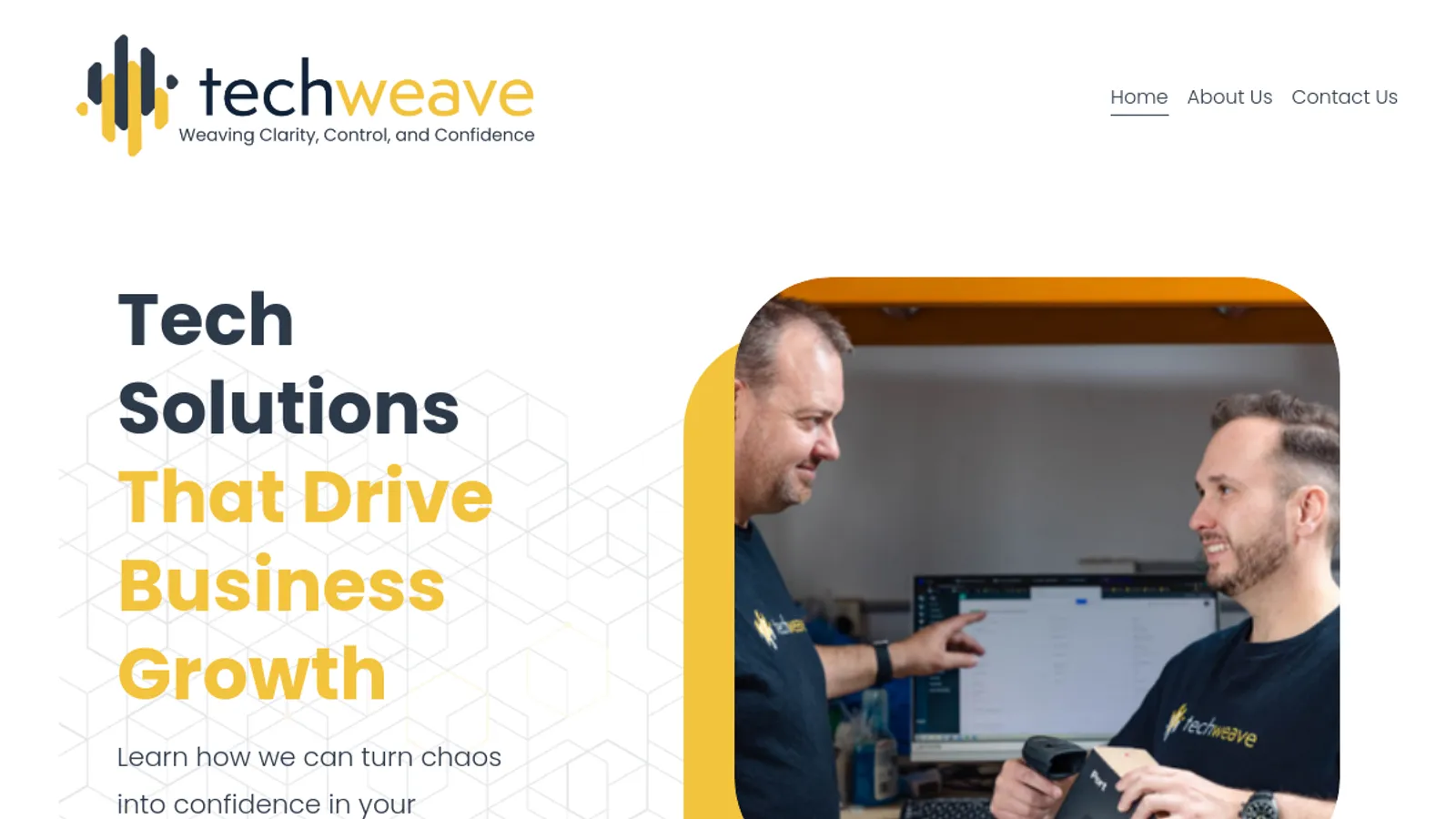 Screenshot of the Techweave homepage