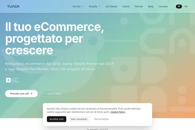 Screenshot of the Tunca homepage