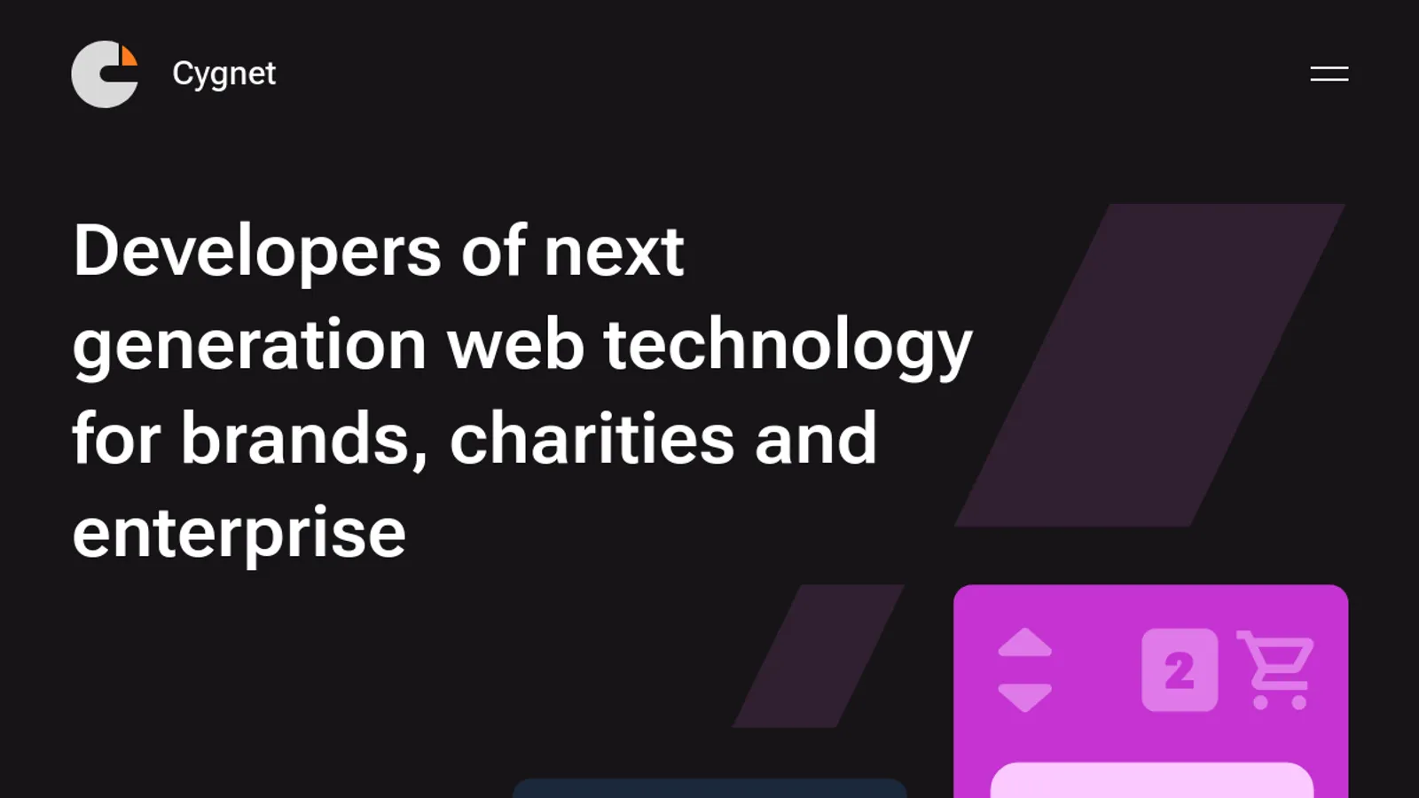 Screenshot of the Cygnet Digital homepage