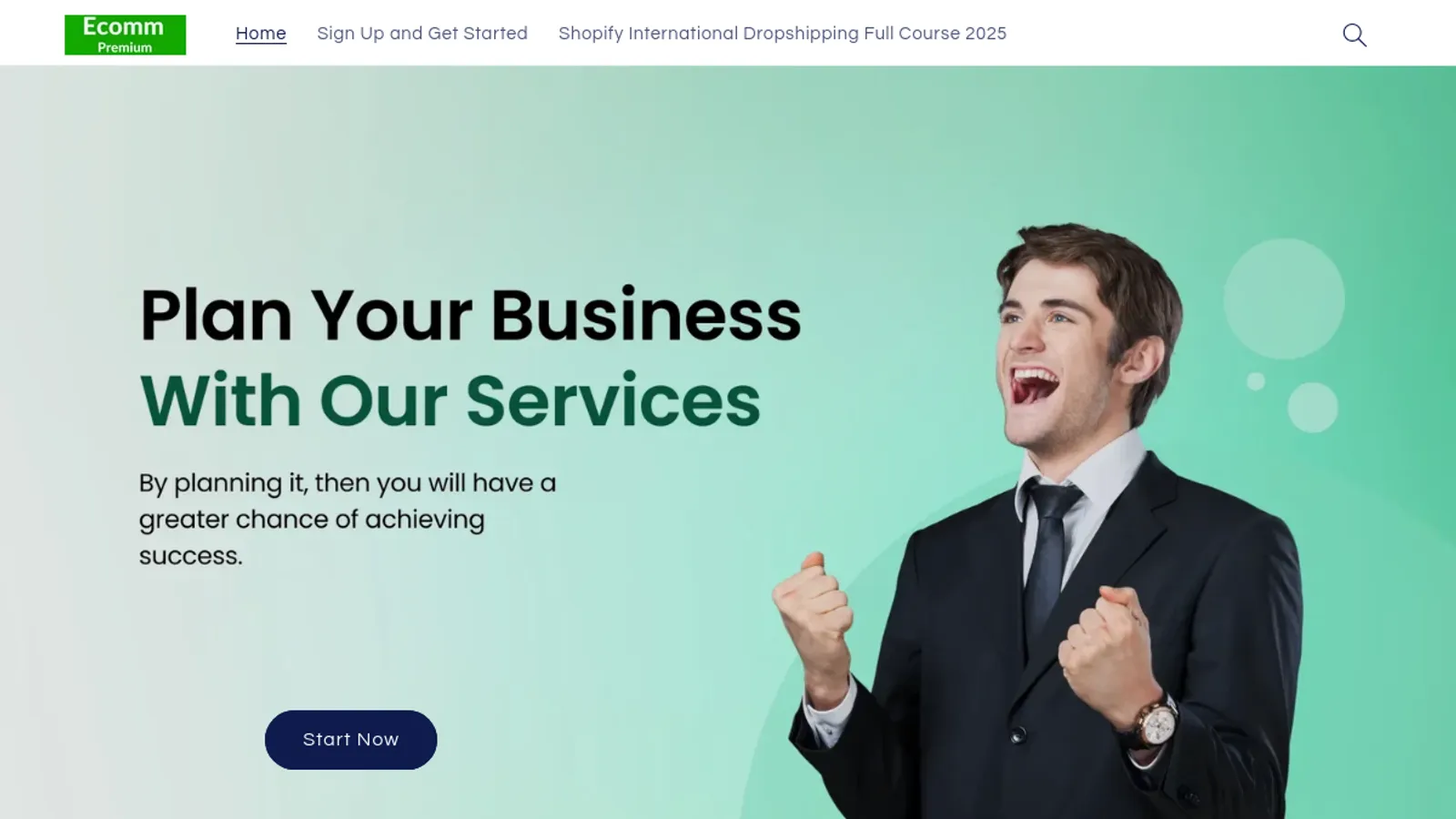 Screenshot of the Ecommpremium homepage