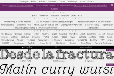 Screenshot of the Velvetyne homepage