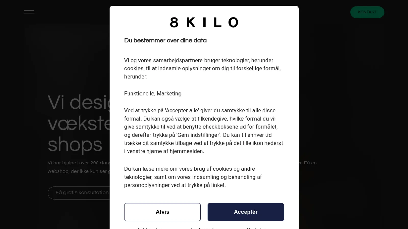 Screenshot of the 8Kilo homepage