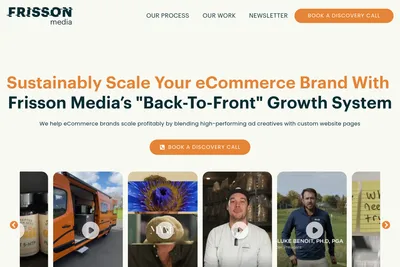 Screenshot of the Frisson Media homepage