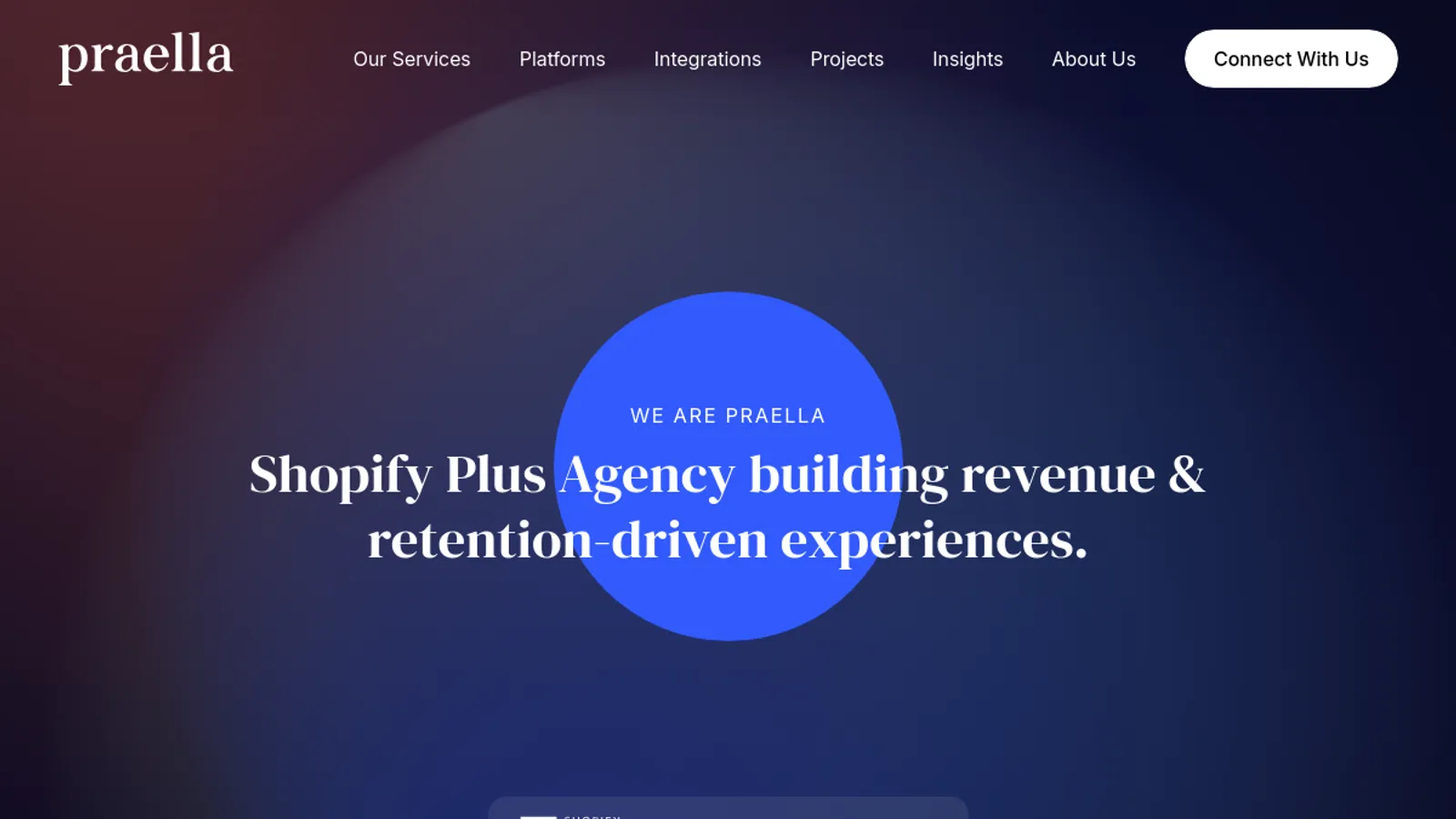 Screenshot of the Praella homepage