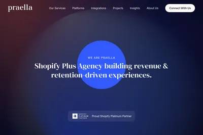 Screenshot of the Praella homepage
