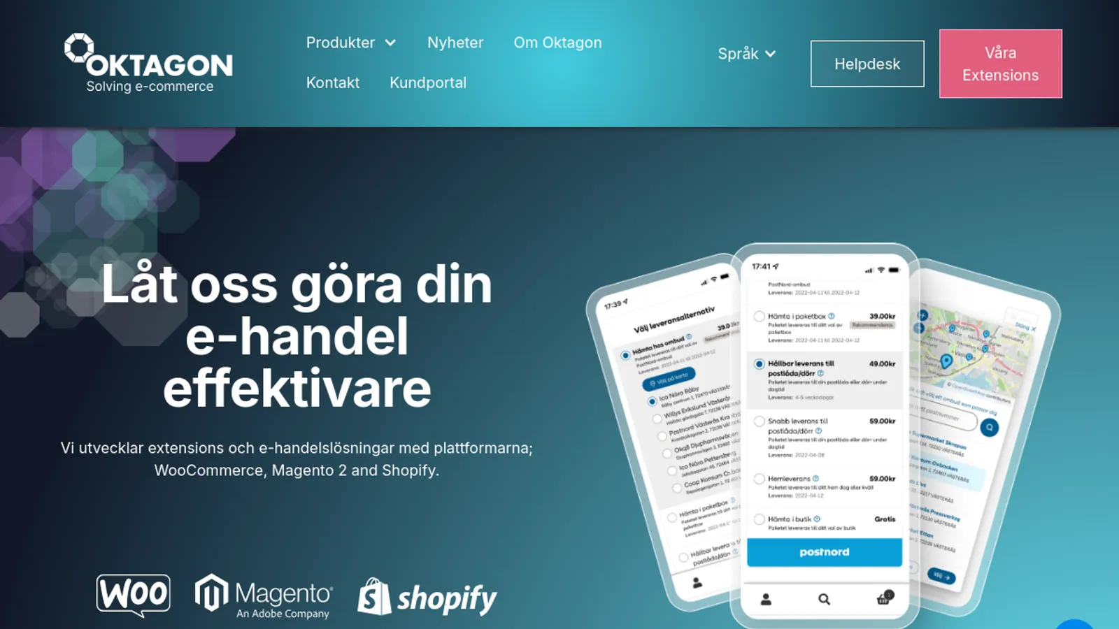 Screenshot of the Oktagon homepage