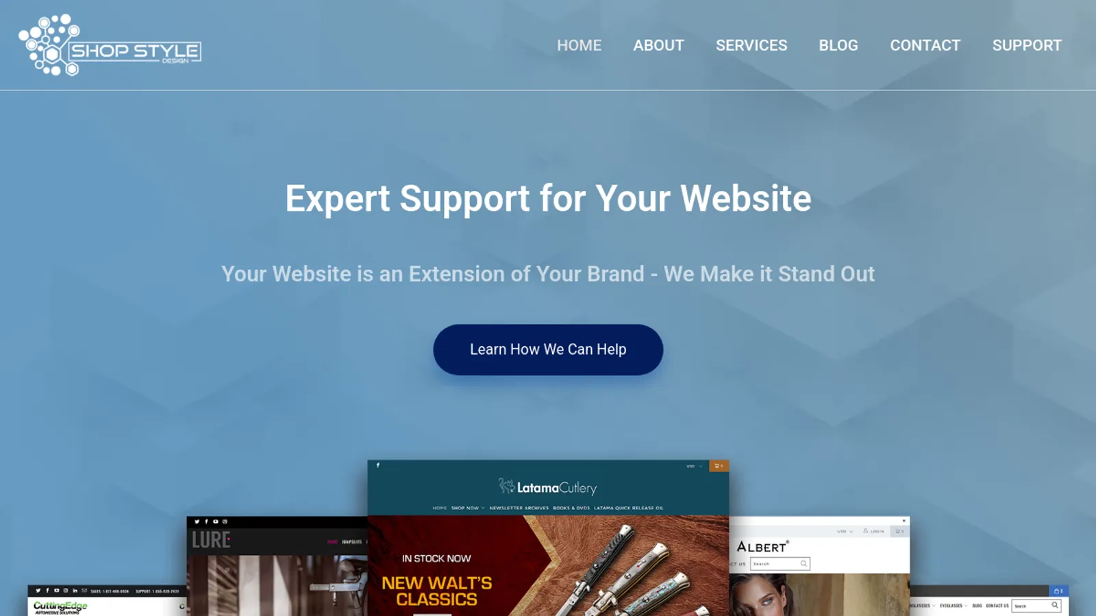 Screenshot of the Shop Style Design homepage